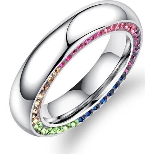 Luxury Sparkling Cubic Zirconia Wedding Rings For Women Colorful Rhinestone Statement Bands Engagement Ring R19173