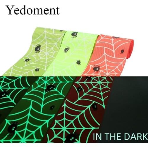 5 Yards 3" 75MM Glow In The Dark Halloween Skull Grosgrain Ribbon For Hair Bows DIY Crafts Handmade Accessories M19092901