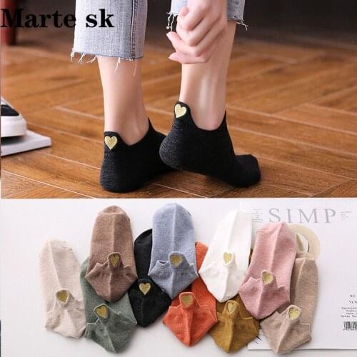 Fashion Socks Woman 2019 New Spring 1 Pair Ankle Socks Girls Cotton Color Novelty Women Fashion Cute Heart Casual Socks Lady