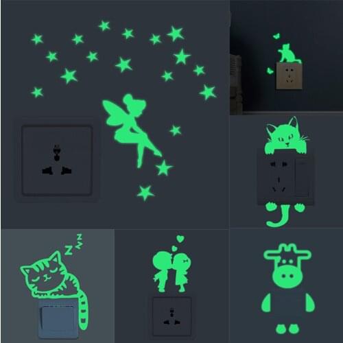 DIY Cartoon Luminous Stickers Light Switch Sticker Night Indication Home Decor Kids Room Decoration Switch Decoration
