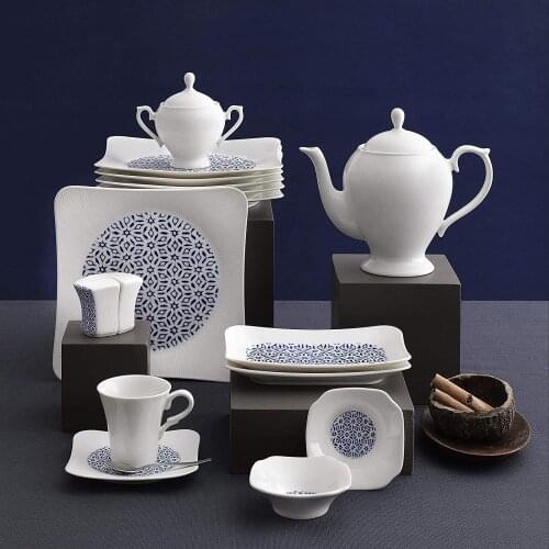 Güral Porcelain Breakfast Set 36 Pieces 6 Seater Spinoza Square GBSSPN36KH101862