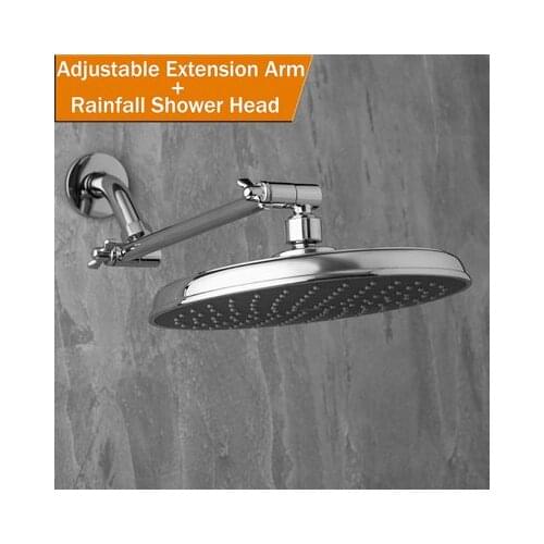Pressurized stainless steel shower head universal rain shower top nozzle extension rod adjustable arm nine-inch top spray shower