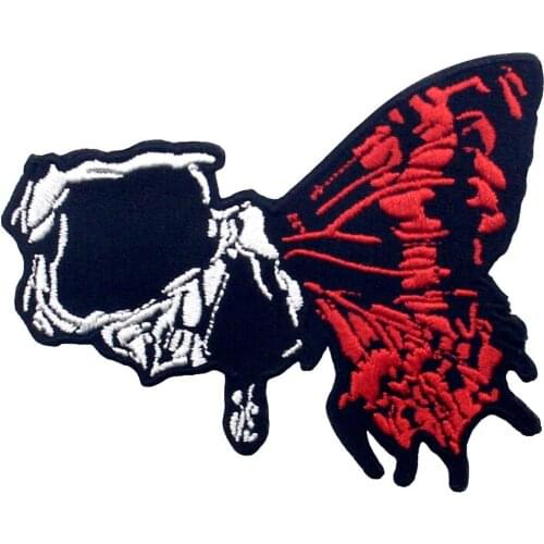 Embird patches Embroidered patches for jackets Half Skull Butterfly ceo-friendly handmade 3D sew on applique patch badges