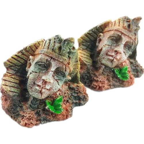 Resin Aquarium Decoration Egyptian Pharaoh Fish Tank Ancient Sphinx Ruins Ornament Acuario Rocks for Aquarium Fish Decor2021New