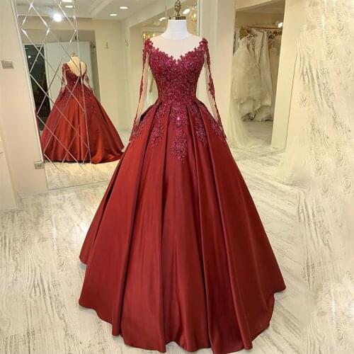 Sexy Women Red Carpet Ball Gown Party Backless Luxury Evening Dress Long Sleeve