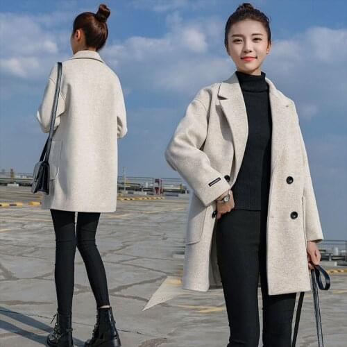Woolen Coat Women 2021 New Autumn Winter Loose Thick Warm Jackets Female Double Breasted Elegant Casual Wool Coat Overcoat