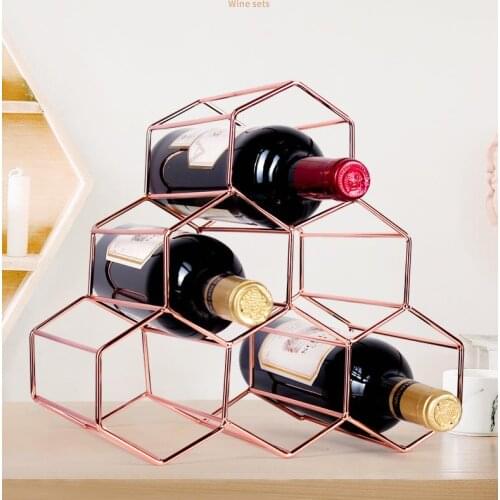 Rose gold wine rack living room wine cabinet study decoration ornaments stainless steel crafts wine rack wine holders