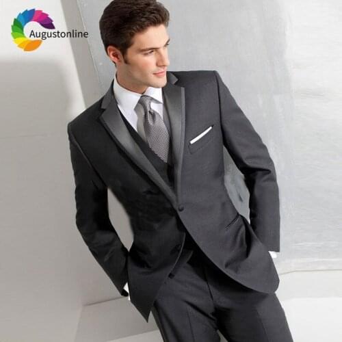 Vintage Grey Man Blazer Masculino Slim Fit Mens Wedding Suits Retro Groom Tuxedo Men Suit 2018 3Piece Jacket Pant Vest