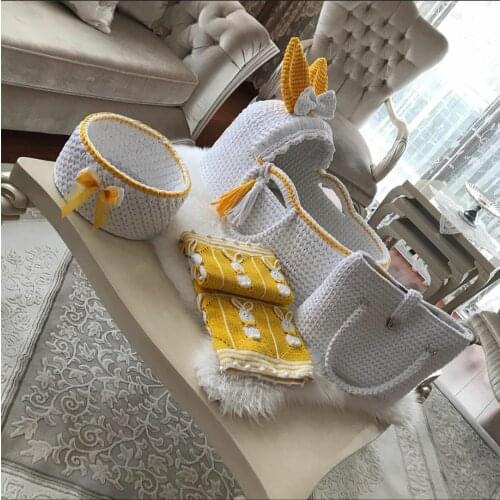 Knit poufs, rugs, chunky blankets, newborn baby baskets