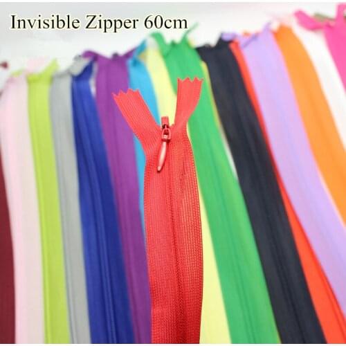 High quality 60cm nylon+lace Invisible zipper 10pcs/lot colored zip/NO.3/closed end/lace zip skirt dress zippers free shipping