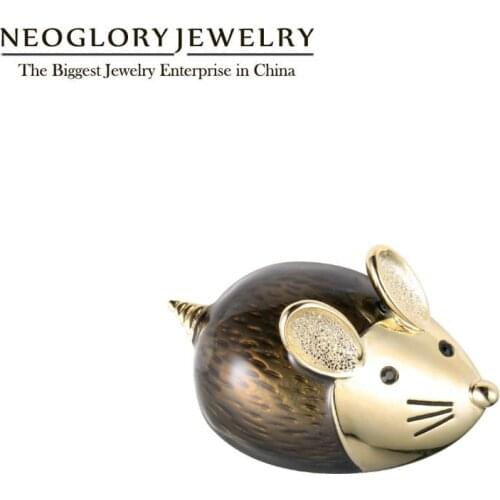 Neoglory Jewelry Lively Enamel Mouse Brooches for Women 2020 Party High Quality Animal Pins For Female New Year Gift For Friend
