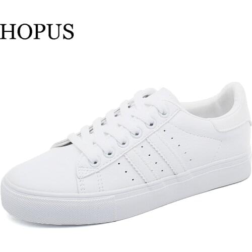 Shoes Woman New Fashion Casual Platform Striped PU Leather Classic Cotton Women Casual Lace-up White Winter Shoes Sneakers