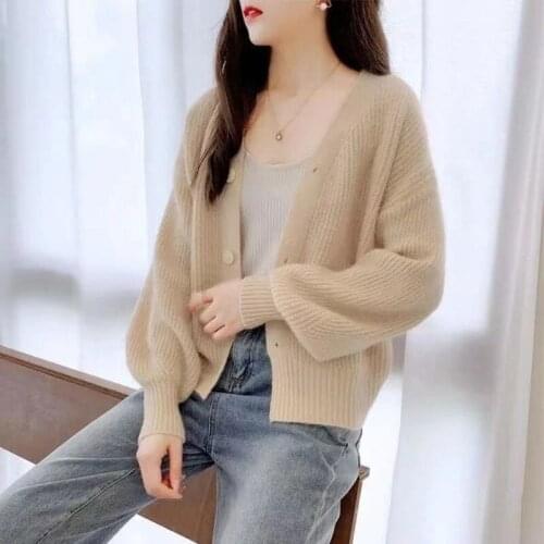2021 spring and autumn new sweater women cardigan all-match loose womens blouse short knit sweater western style jacket