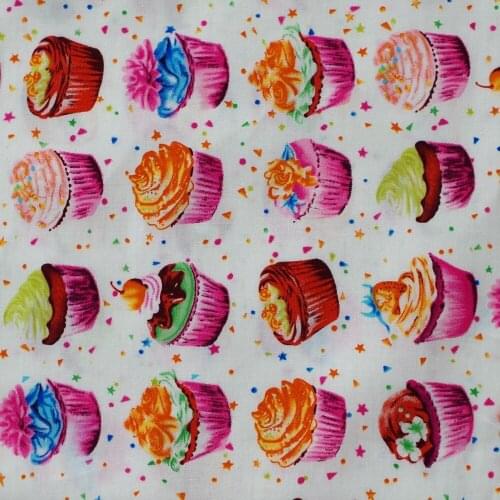 1 yard Cotton Poplin Fabric for sewing pathwork, dress, cloth, bedding - cake - pink (width=140cm)