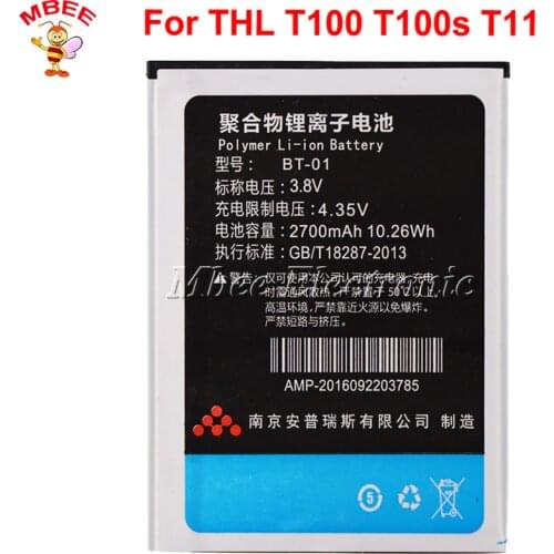 For THL T11 battery for THL T100 T100s DNS S5008 Batterie Bateria Accumulator BT-01 2700mAh