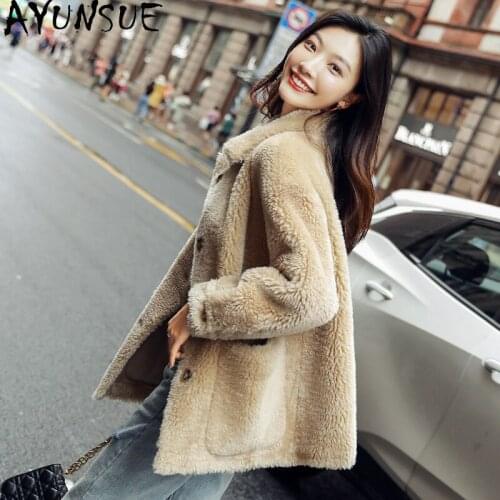 AYUNSUE Womens Real Fur Coat Wool Jacket Woman Autumn Winter Coats Women 2020 Korean Fashion Clothes Mulheres Casacos Pph1994