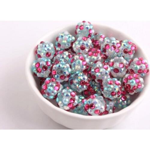 Kwoi vita Lake Green Rose White Confetti 100pcs/lot 20mm Chunky Resin Rhinestone Ball Beads for Chunky