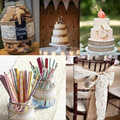 2Meter 5cm 6cm Natural Jute Burlap Lace Ribbon Rolls For Rustic Vintage Wedding Decoration Christmas Party Supplies DIY