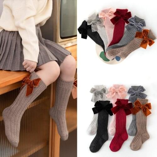 Cute Bows Baby Socks Princess Autumn Winter Newborn Baby Girl Knee High Socks Soft Cotton Infant Toddler Kids Long Socks
