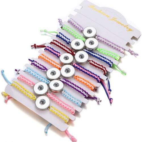 Fashion Colorful beauty manual Rope snap bracelets 18cm adjustable fit 18mm snap buttons wholesale SE0191