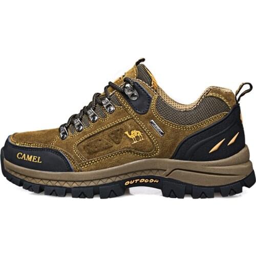 Men Climbing Shoes Suede Hiking Sneakers Mens Waterproof Hiking Boots Mid-cut Breathable Non-slip Outdoor Shoes