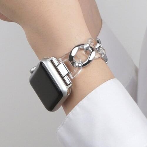 Resin Stainless Steel Bracelet For Apple Watch SE Strap 40mm Series 6 Band 44mm iWatch 5 4 Watchbands For Applewatch 3 42mm 38mm