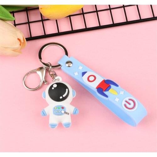 Cute Space Astronaut Rocket Planet KeyChain Spaceman Universe Metal Key Ring for Men Women Anime Car Accessories