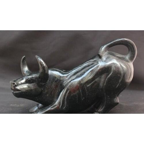 10 China Natural Du Shan Jade Zodiac Year Bull Oxen Strong Statue Sculpture
