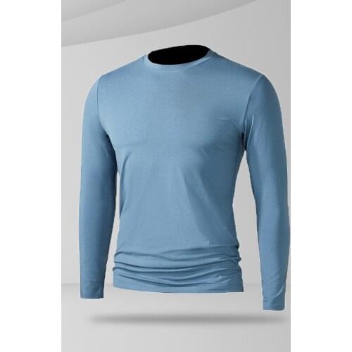 100% Cotton Long Sleeve T shirt for Men Solid Spring Autumn Casual T-shirts Slim Male Tops Classic Clothes Mens T-shirts