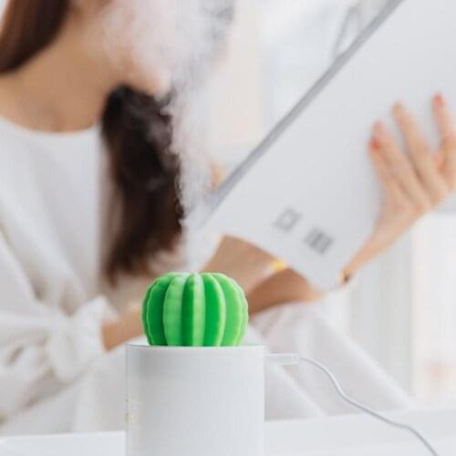 280mL Cactus Timing USB Air Humidifier Aromatherapy Diffuser Mist Maker Bedroom Desktop Night Light Home Dormitory Humidifier