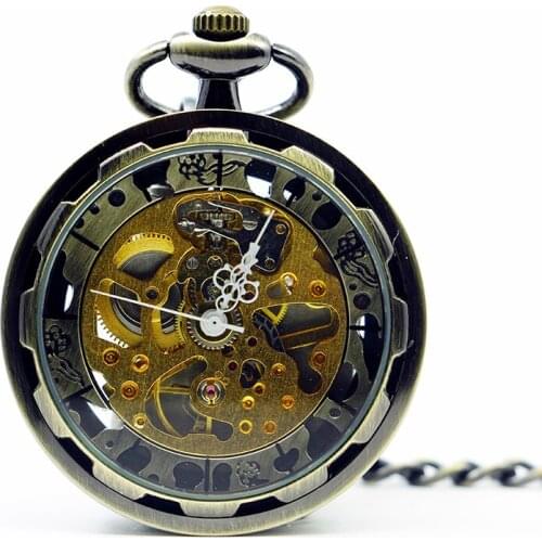 5pcs/lot New Luxury Fashion Mechanical Pocket Watch Men Women Necklace Pendant Watch With Chain PJX1237