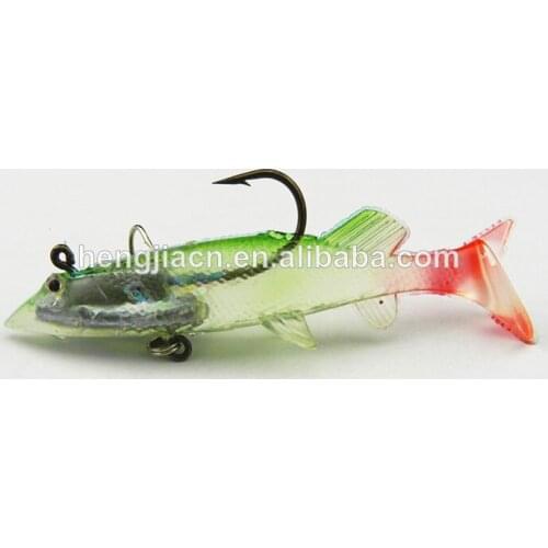 50PCS 80MM rigged fishing lures with hook swim bait 8CM 11G Plastic soft lure wholesale shad soft plastic fishing lure