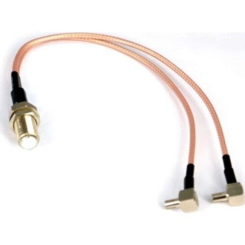 50pcs antenna cable F Female to 2 X TS9/CRC9 Male Connector Splitter Combiner Y type Cable Pigtail RG316 for3G/4G modem router