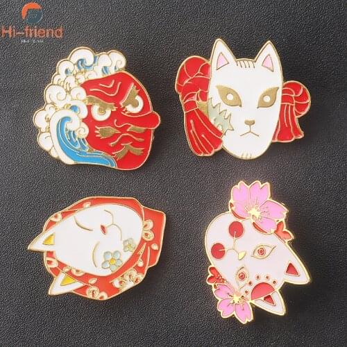 Anime Demon Slayer Brooch Mask Kamado Tanjirou Nezuko Sabito Brooch Pin for Women Men Gift Cosplay Jewelry