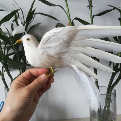 About 22x25cm white feathers Phoenix bird hard model, foam & feathers bird prop,home garden decoration toy Xmas gift b0908
