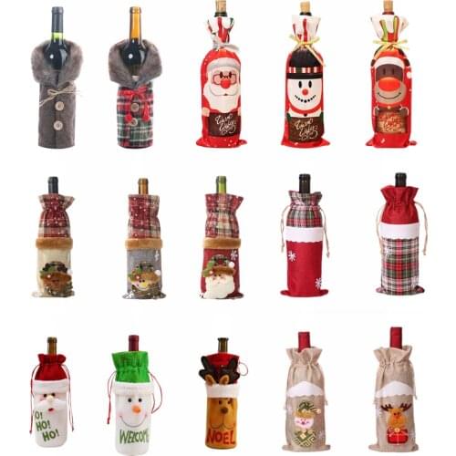 Wine Bottle Cover Christmas Wine Dust Bags Snowman Stocking Bag Table Decoration Gift Holder Natal navidad decorations Supplies