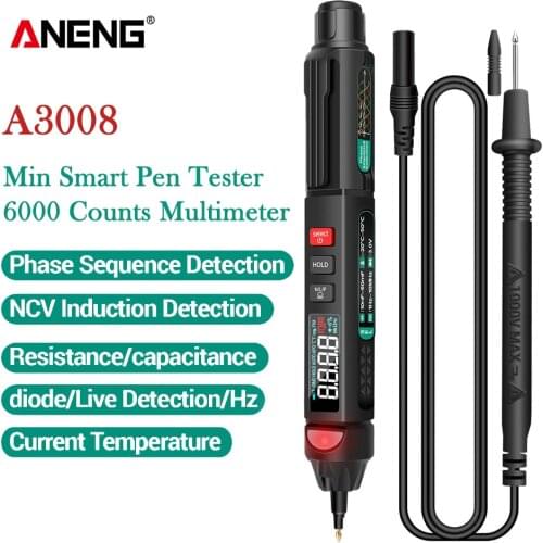 A3008 Digital Pen Tester 6000 Counts Intelligent Professional Multimeter Sensor Voltage Current Meter NonContact Voltmeter