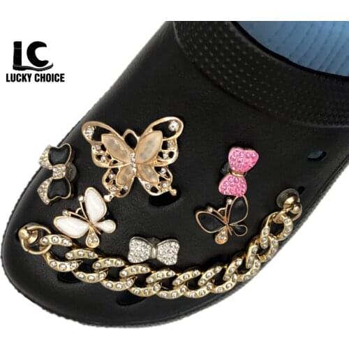 Designer Butterfly Custom Series Croc Shoe Charm Bling Rhinestone Metal Charms for Girls Shoe Charm Decoration Accessories Gifts