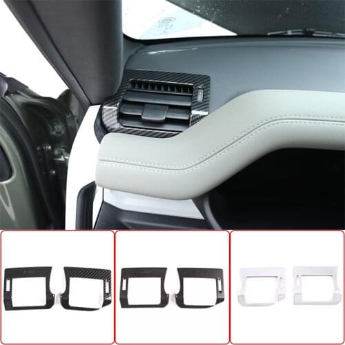 For Land Rover Defender 110 130 2020 Carbon Fiber ABS Chrome Car Accessories Dashboard Side Air Outlet Trim Cover Frame