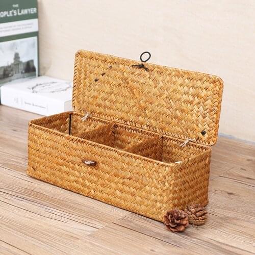 Home better creative hand-made straw frame store content box cosmetics sundry receive basket snacks tea basket