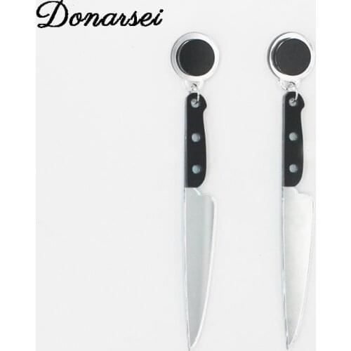 Donarsei Personality Long Knife Acrylic Earrings For Women Funny Acetate Drop Dangle Earrings Night Club Jewelry