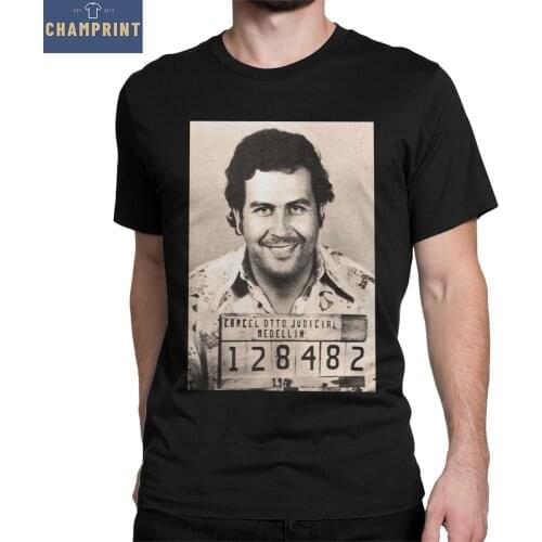Mens T-Shirts Pablo Escobar Original Vintage Photo 100% Cotton Tee Shirt Short Sleeve T Shirt Round Collar Clothes Plus Size