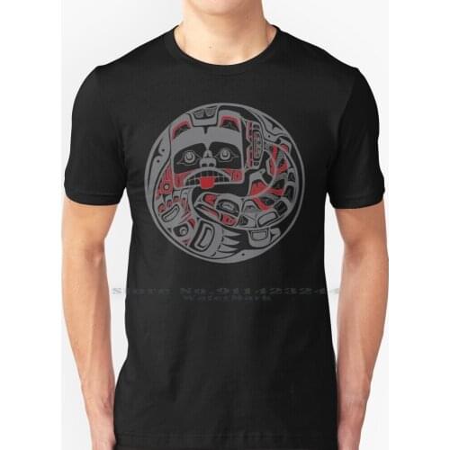 Bear And Salmon , In Gray T Shirt 100% Pure Cotton Tribal Tattoo British Washington Pacific Northwest Totem Art Tlingit Haida