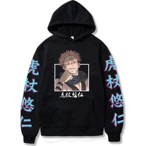 Harajuku Anime Jujutsu Kaisen Unisex Hoodies Gothic Cool Sukuna Ryoumen Cartoon Women Long Sleeve Oversized Winter Sweatshirts