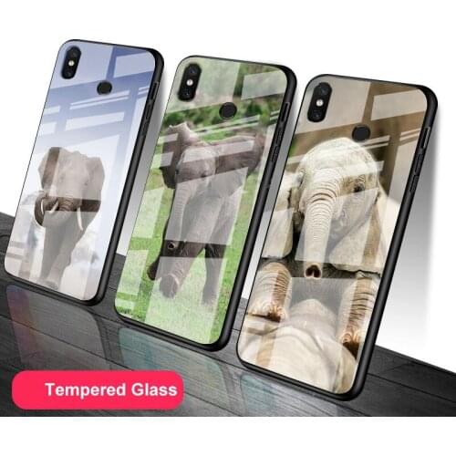 Cute Baby Elephant Tempered Glass Phone Case For Redmi Note 5 6 7 8 9 Pro Note8T Note9S Redmi8 9 Cover Shell