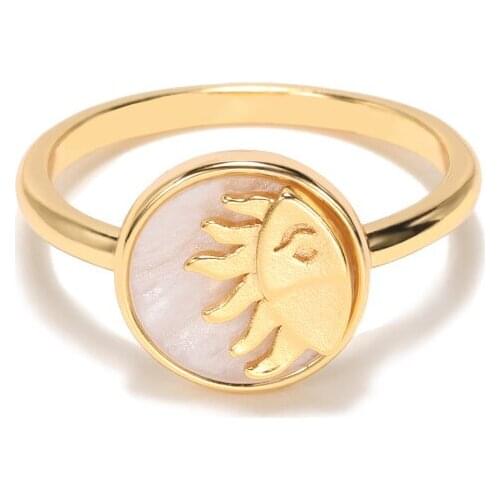 Minimalism Moonstone Sun & Moon Rings For Women Boho Jewelry Stackable Knuckle Couple Promise Ring Celestial Crescent Bijoux