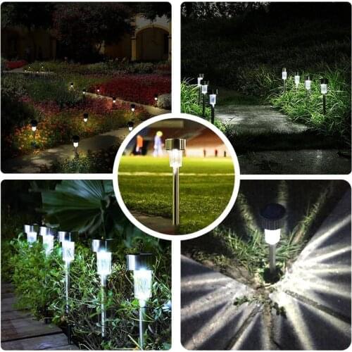 Outdoor Lamp Waterproof Landscape Lighting Pathway Patio Yard Lawn Decoration Street Path Stainless Steel Led Solar Garden Light