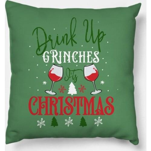 Funny Drink Up Christmas Printed Cartoon Christmas Pillowcase 2021 Decor for Home Merry Christmas Ornament Navidad Xmas Gifts