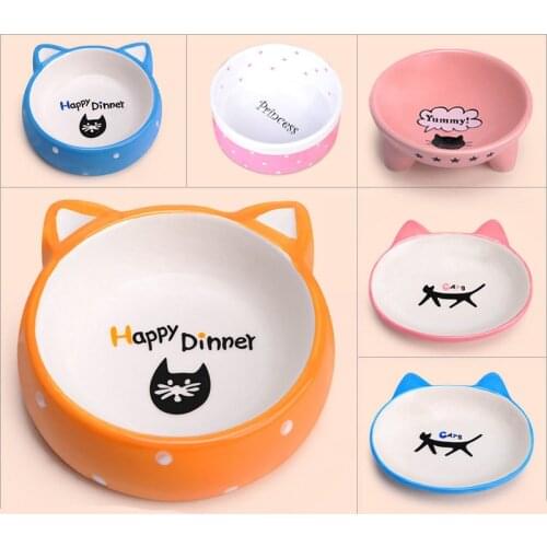 New Dog Feeders Bowl Cartoon Pattarn for Skidproof Ceramics Single Mouth Dog Bowl High Grade Antiskid Pet Supplies