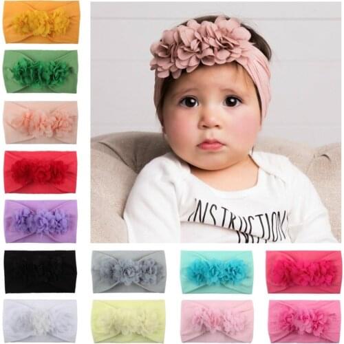 New Chiffon Lace Flower Baby Headband Cute Girl Headbands Kids Girls Hair Band Haarband Accessories Headwear Newborn Head Band